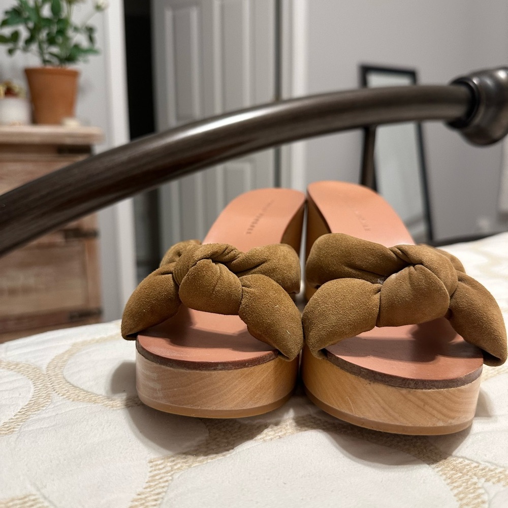 Loeffler Randall Brown Suede Wedge Sandals - Picture 4 of 9